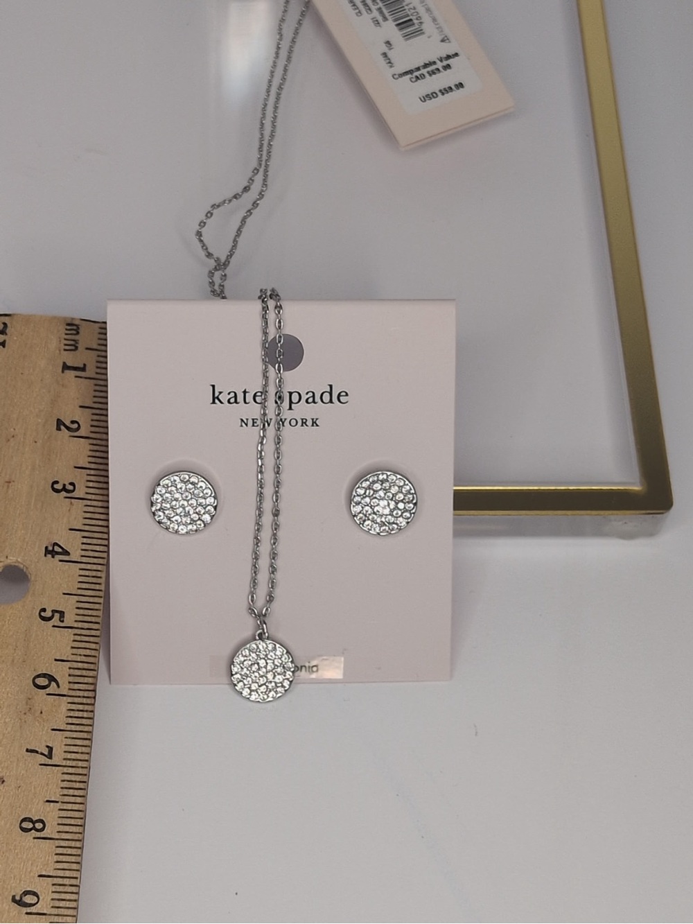 kate spade Silver Crystal Pavé Round Stud Earrings and Pendant Set